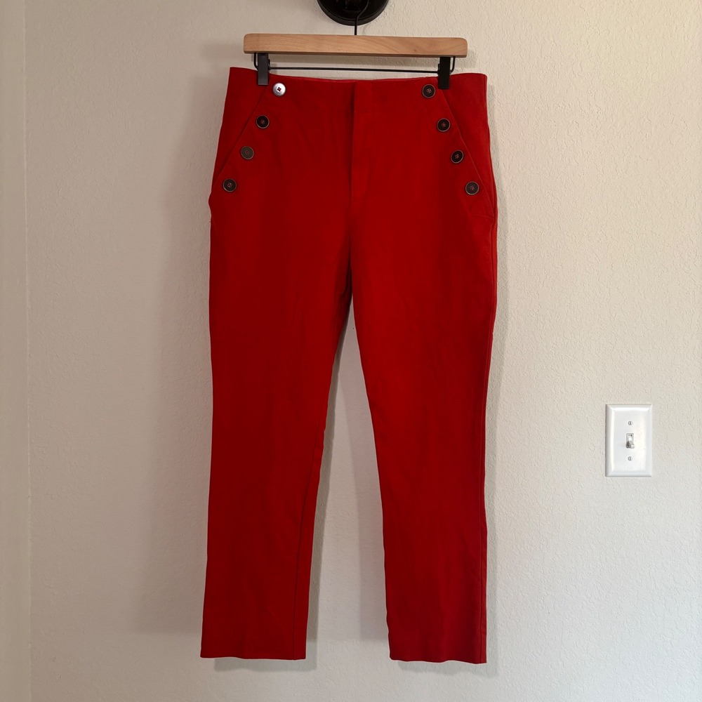 Anthropologie Pants The Essential Skinny 12 Cotton Blend Red Sailor Nautical